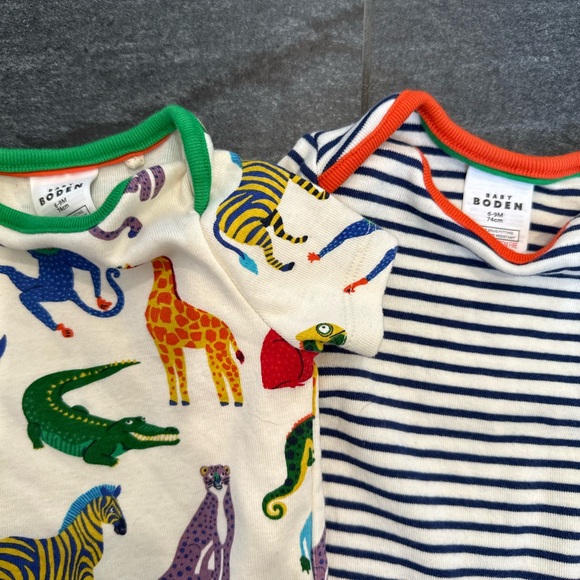 Baby Boden Twin Pack Short Rompers, Multi Jungle Crowd in 9-12M - Picture 3 of 4